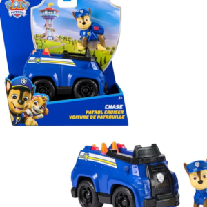 PAW PATROL Chase-Figur mit Polizei-Fahrzeug, stabiles Basis-Fahrzeug, authentisches Spielzeug zur Serie für Kinder ab 3 Jahren